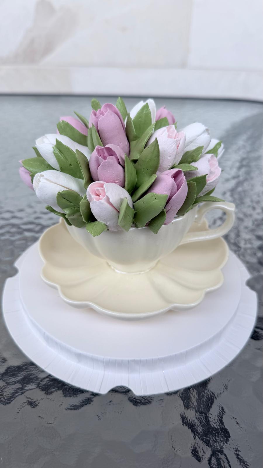 Зефирные тарты с тюльпанами, ручная работа